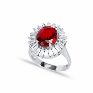 Round Shape Garnet <b>CZ</b> Stone 925 Sterling Silver Wholesale Cluster <b>Ring</b> Jewelry - Product Image 2