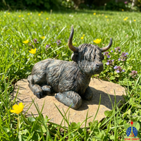 Kerajinan Resin patung ternak Highland Skotlandia ornamen Resin Yak patung meja sapi Highland untuk dekorasi rumah