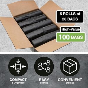 Bolsas de Basura Negras Resistentes de 55-60 Galones, Precio de Fábrica, 0.8$/rollo, 10 Unidades por Rollo, Bolsas Grandes para Basura Comercial - Product Image 3