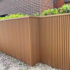 Revêtement extérieur personnalisable en aluminium couleur bois, imperméable, panneau mural rainuré WPC, revêtement 3D en relief <span class=keywords><strong>pour</strong></span> patios - Product Image 2