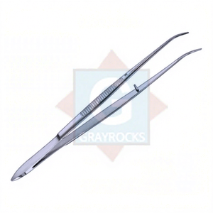 Pince à épiler dentaire Perry en acier inoxydable de haute qualité Gray Rocks, légèrement courbée, instruments chirurgicaux manuels certifiés CE pour usage dentaire - Product Image 1