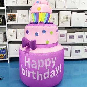 5 pies al aire libre iluminado Blow up vacaciones cumpleaños fiesta decoración inflable <span class=keywords><strong>Feliz</strong></span> cumpleaños pastel decoraciones - Product Image 3