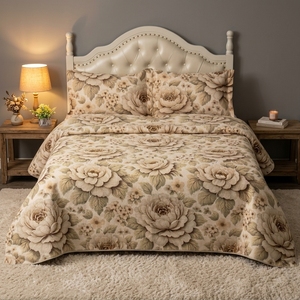 Set di Biancheria da Letto Estiva in Microfibra con Motivo Floreale Girasole, Leggero e Traspirante, Copriletto Stampato 3D a Ultrasuoni, Morbido - Product Image 1