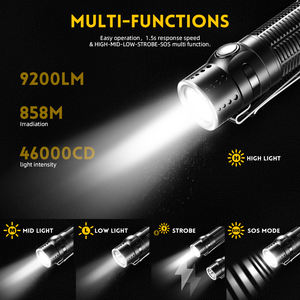 Senter LED Taktis Luar Ruangan Terbaru 10W Super Terang Tahan Air IP67, Senter Saku LEP Jarak Jauh Bertenaga - Product Image 6