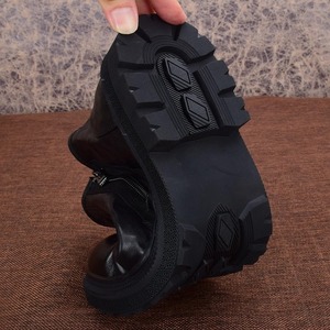 Botas de cuero de caña alta para hombre, de piel de vacuno de grano completo, botines de negocios de cuero genuino con suela gruesa y cremallera, zapatos formales de cuero. - Product Image 3