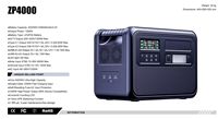 Station d'alimentation portable compacte ZP4000 avec écran LCD intelligent et lumière LED intégrée pour le camping, les voyages et la sauvegarde d'urgence