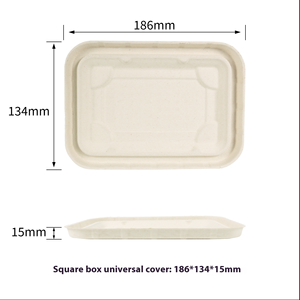 Lò vi sóng & lò an toàn phân hủy sinh học bã mía hình chữ nhật Hộp Ăn Trưa dùng một lần thực phẩm phục vụ <span class=keywords><strong>container</strong></span> với nắp - Product Image 6