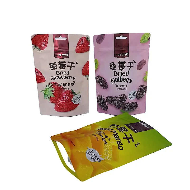 Op Maat Bedrukt Plastic Aluminiumfolie Snack Mango Gedroogd Fruit Pakket Droge Voedselverpakking Zak