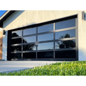 Style moderne Cadre en alliage d'aluminium noir Verre simple/double trempé noir Isolation <span class=keywords><strong>thermique</strong></span> <span class=keywords><strong>Porte</strong></span> <span class=keywords><strong>de</strong></span> <span class=keywords><strong>garage</strong></span> étanche - Product Image 5