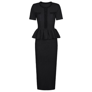 Eleganti Abiti in Maglia con Perle di Lusso per Donne, Nuova Moda Autunnale con Volant e Patchwork, Lunghi Abiti da Festa - Product Image 2