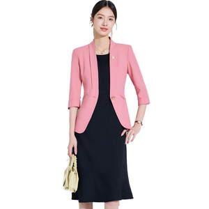 Women's Suit Set Sleeveless Dress Slim Fit Solid Color Polyester No-Wrinkle Treatment Blazer For Work And Casual Wear - Product Image 5