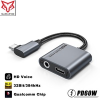 Adaptor Aux Jack USB Tipe C ke 3.5 MM, dengan USB-C 60W PD a 3 5, konverter Headphone Digital Decoding Audio OTG kabel HiFi
