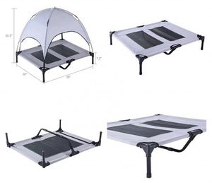 Outdoor Travel Pet Camping Pet <strong>Bed</strong> Collapsible <strong>Metal</strong> Frame Raised <strong>Dog</strong> <strong>Bed</strong> Portable Elevated <strong>Dog</strong> <strong>Bed</strong> With Canopy - Product Image 3