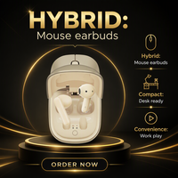 Casing Pengisi Daya Mouse Nirkabel 2 in 1 Ergonomis dengan Mouse Optik dan Earbud Terintegrasi untuk Kantor dan Laptop