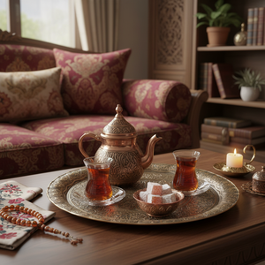 ตุรกีแท้ออตโตมันถาดชากาแฟตกแต่งบรอนซ์ให้บริการถาดนำเสนอ - Product Image 3
