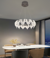 Lustre en cristal en forme de feuille en acier inoxydable luxueux - Luminaire suspendu moderne doré pour salon LED à intensité variable 2 ans de garantie