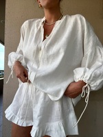 Lin naturel Haut et pantalon confortables pour femmes ensembles de vêtements en lin pour femmes shorts en lin