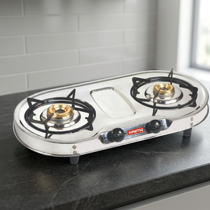 KIMATSU B2 108 Double Burner Manual Ignition Stainless Steel Gas Cooktop 90mm Height Table Installation Household Hotel Use RoHS - Product Image 3