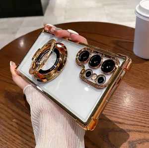 Funda transparente a prueba de golpes con soporte magnético de lujo <span class=keywords><strong>para</strong></span> <span class=keywords><strong>Samsung</strong></span> Galaxy S25 S24 <span class=keywords><strong>Ultra</strong></span> S23 <span class=keywords><strong>S22</strong></span> Note 20 10 Plus, funda trasera acrílica - Product Image 3