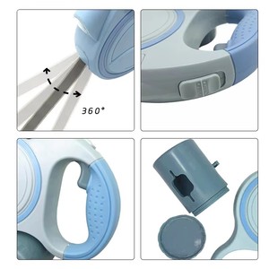 สายจูงสุนัข3 in 1แบบพับเก็บได้พร้อมไฟ LED และกระเป๋าจ่ายอุจจาระ-สายจูงสัตว์เลี้ยงขนาดใหญ่สำหรับเดินกลางคืน - Product Image 3