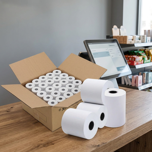 GOOD 55g White Thermal Receipt <b>Paper</b> <b>Rolls</b> Single Layer 57*40mm Cash Register - Product Image 4