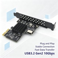 Carte d'extension PCIe USB 3.2 10 Gbit/s avec connecteur de panneau avant Type-E A-Key 20 broches et conception de prise réversible