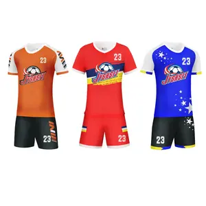 Conjunto de camisa de futebol infantil, 100% poliéster, camisa respirável, futebol de secagem rápida, uniforme para crianças