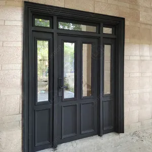 आधुनिक अमेरिकी डिजाइन उच्च गुणवत्ता मॉडल शैली सामने दरवाजा लोहे गढ़ा कीमतों फ्रेंच गढ़ा लोहे के दरवाजे