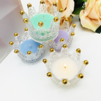 Décoration d'intérieur au design unique Pot en verre en forme de couronne en cristal mignon de mini taille Bougies parfumées naturelles Coffret cadeau
