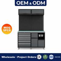 Conjunto de Gabinetes Modulares para Taller con Banco de Trabajo de Acero, Cajones Rodantes para Herramientas, Panel Perforado, Gabinete Alto con Cerradura, Sistema de Almacenamiento para Garaje OEM