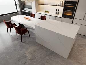 <span class=keywords><strong>Zeus</strong></span> White, dalle de pierre en porcelaine polie moderne de luxe, écologique, durable, grande dalle pour comptoir de table d'hôtel et de maison, design de modèle 3D - Product Image 4