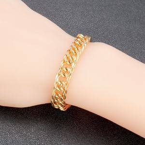 JXX Unisex Trendy 24K Gold Plated Brass Wide Chain <b>Bracelet</b> Fashionable Charm <b>Bracelets</b> for Men and Women Gift - Product Image 4