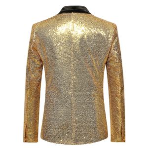 Uomo primavera autunno un bottone bello paillettes Glitter vestito giacca moda uomo bavero scollo a v festa di ballo gioventù cappotto top vestito - Product Image 5