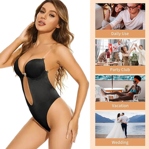Body sculptant invisible pour femme, string, sexy, décolleté plongeant en V, dos nu, corset, rembourré, push-up, amincissant, sous-vêtement - Product Image 5