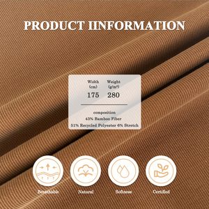 Sợi tre + polyester tái chế + vải Yoga hai mặt Cupro | vải thể thao ẩm ướt, nhanh khô và kháng khuẩn - Product Image 2