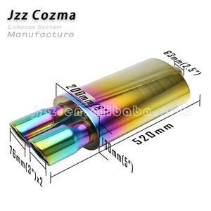 Tự động hiệu suất bộ phận sửa đổi silencer thép không gỉ 2.5 "đầu vào phổ hình bầu dục <span class=keywords><strong>Muffler</strong></span> kép thoát <span class=keywords><strong>3</strong></span>" Outlet lời khuyên cho xe - Product Image 3