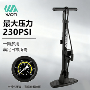 Pompe à air haute pression portable Yueli à double embout pour vélo de route, vélo électrique, ballon de basket, fonctionnement manuel, noire - Product Image 5