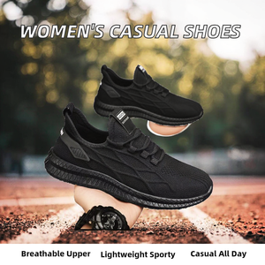 Chaussures de sport polyvalentes et décontractées pour femmes, respirantes, pour l'été, l'entraînement physique et la course à pied, avec fermeture à lacets, couleur unie, semelle extérieure en PVC - Product Image 2