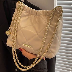 Bucket Bag Women off White Diamond Pattern Chain Single <b>Strap</b> <b>Buckle</b> Shoulder Bag Fashion Summer 2026 Everyday Outfits - Product Image 3