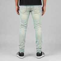 Jeans skinny pour homme, bleu clair, denim délavé, coupe slim, streetwear, jeans de créateur, haute qualité, vente en gros, sur mesure, OEM, ODM