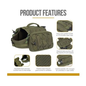 Durable Nylon <b>Dog</b> Backpack <b>Harness</b> for <b>Medium</b> to Large <b>Dogs</b> with Side Pockets for Hiking and Training - Product Image 4