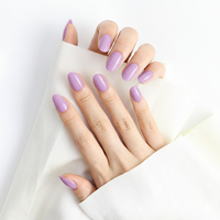 Ongles pressés AIERFEI, couleur unie, violet clair, forme ovale, faux ongles réutilisables, design confortable