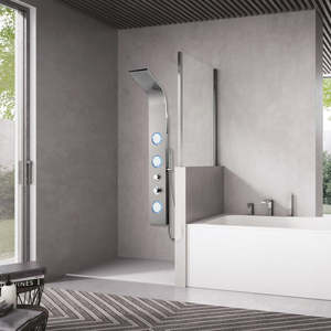 Douche en acier inoxydable chromé avec 3 jets chauds et mitigeur avec inverseur, kit de fixation inclus pour la sécurité de la salle de bain - Product Image 2