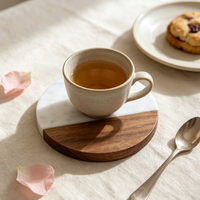 Sous-verres ronds en bois et marbre, vente chaude, pour tasses, articles de cuisine personnalisés