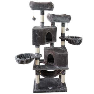Großhandel Pet Kitty Tree House Grau Beige Big <span class=keywords><strong>Cat</strong></span> Tower Kratz baum für kleine mittlere große Katze - Product Image 5
