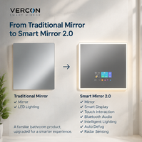 Miroir de salle de bain intelligent avec éclairage LED, écran tactile, Bluetooth, anti-buée, fabricant OEM/ODM