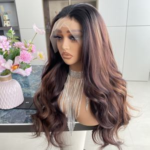 Perruques synthétiques ondulées longues de 30 pouces, ombrées, résistantes à la chaleur, avec dentelle 13x6, sans colle, de haute qualité, pour femmes noires - Product Image 4