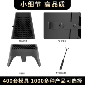 Outdoor Wood Stove Charcoal Fire Pit Windproof Rustproof For Patio Garden BBQ Camping Use With Poker Tool - Product Image 3