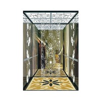 Cabine d'ascenseur pour passagers de haute qualité, design moderne en acier inoxydable avec gravure miroir, durable, pour usage hôtelier