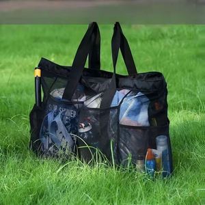 Large Mesh <b>Beach</b> <b>Bag</b>, Breathable Mesh Tote With Zipper Pockets, Portable Large Capacity Finishing Organizer <b>Bag</b> shopping <b>bags</b> - Product Image 2